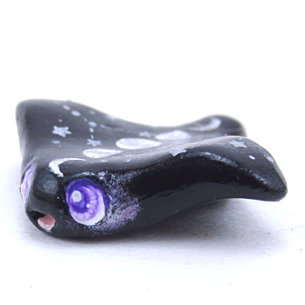 Moon Phase Manta Ray Figurine with Purple Eyes - Polymer Clay Halloween Animals