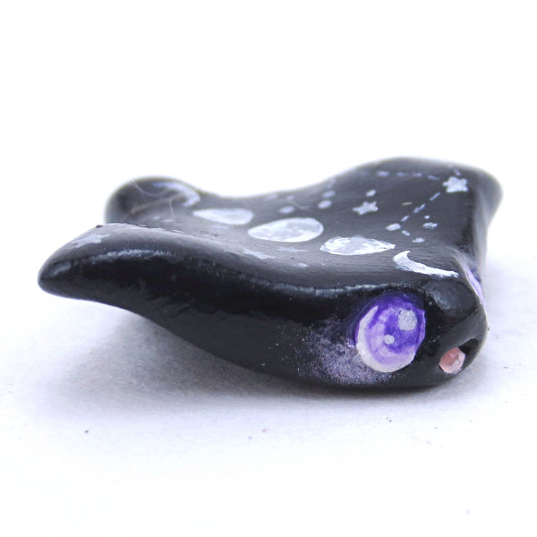 Moon Phase Manta Ray Figurine with Purple Eyes - Polymer Clay Halloween Animals