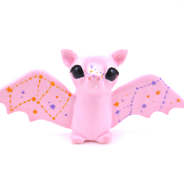 Pastel Pink Constellation Bat Figurine - Polymer Clay Halloween Animals