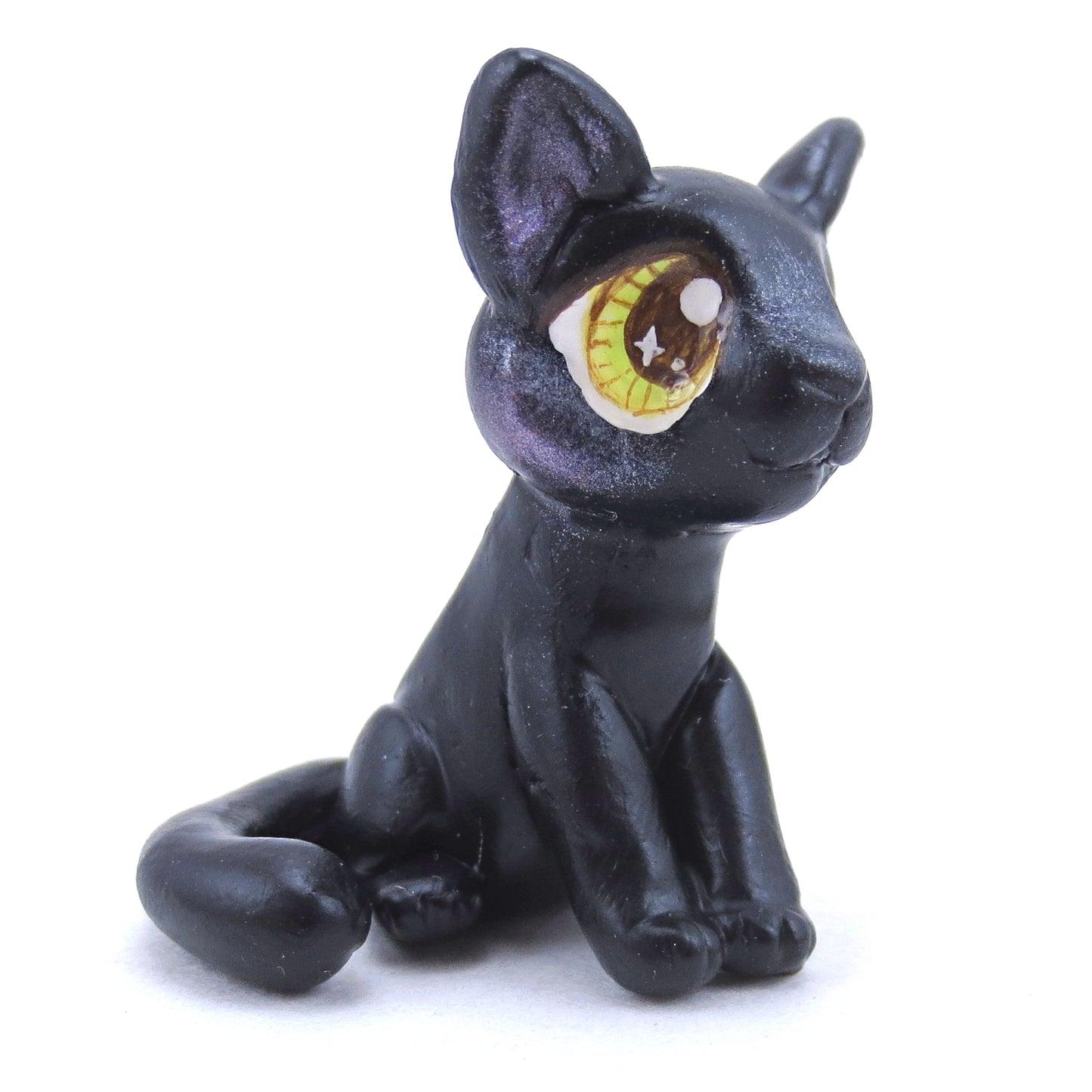 Black Cat Figurine - Polymer Clay Halloween Animals