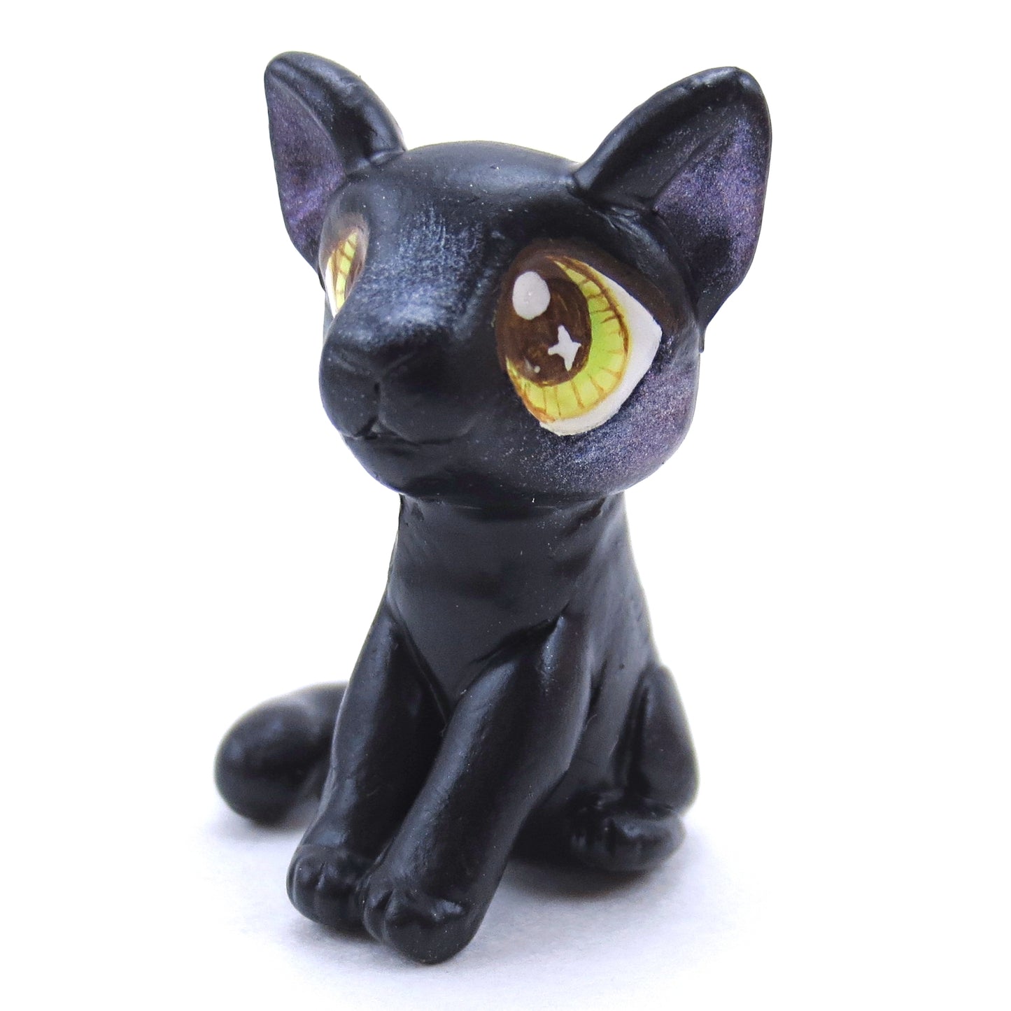 Black Cat Figurine - Polymer Clay Halloween Animals