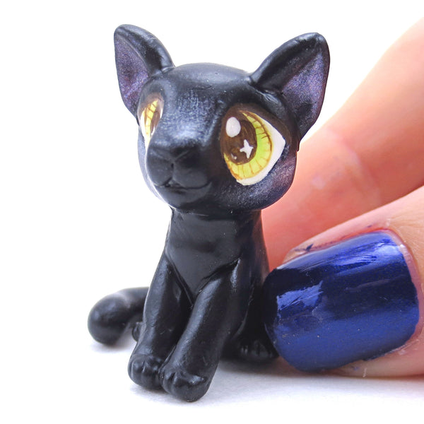 Black Cat Figurine - Polymer Clay Halloween Animals