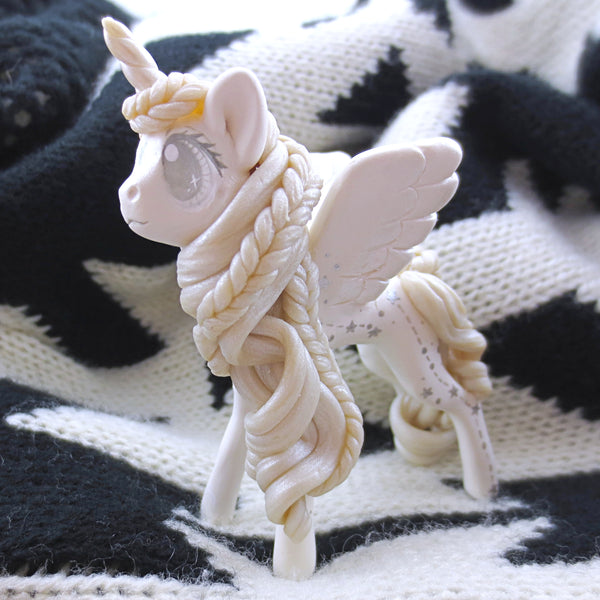 Ghost Unicorn Pegasus Figurine - Polymer Clay Animals