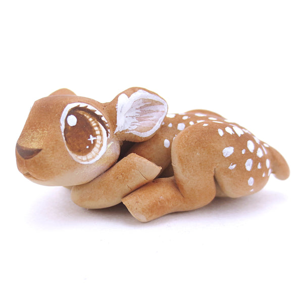 Baby Deer Curled Up Figurine - Polymer Clay Fall Animals