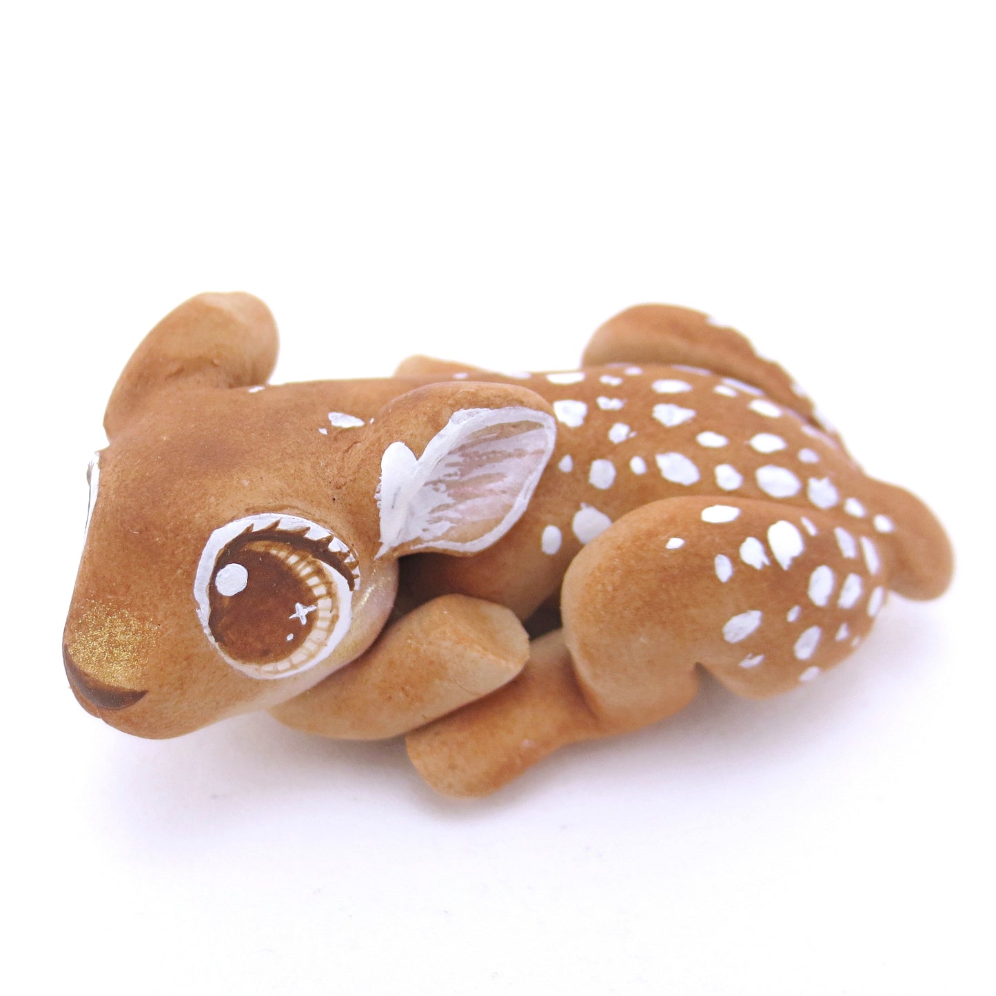 Baby Deer Curled Up Figurine - Polymer Clay Fall Animals