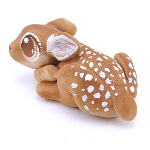 Baby Deer Curled Up Figurine - Polymer Clay Fall Animals