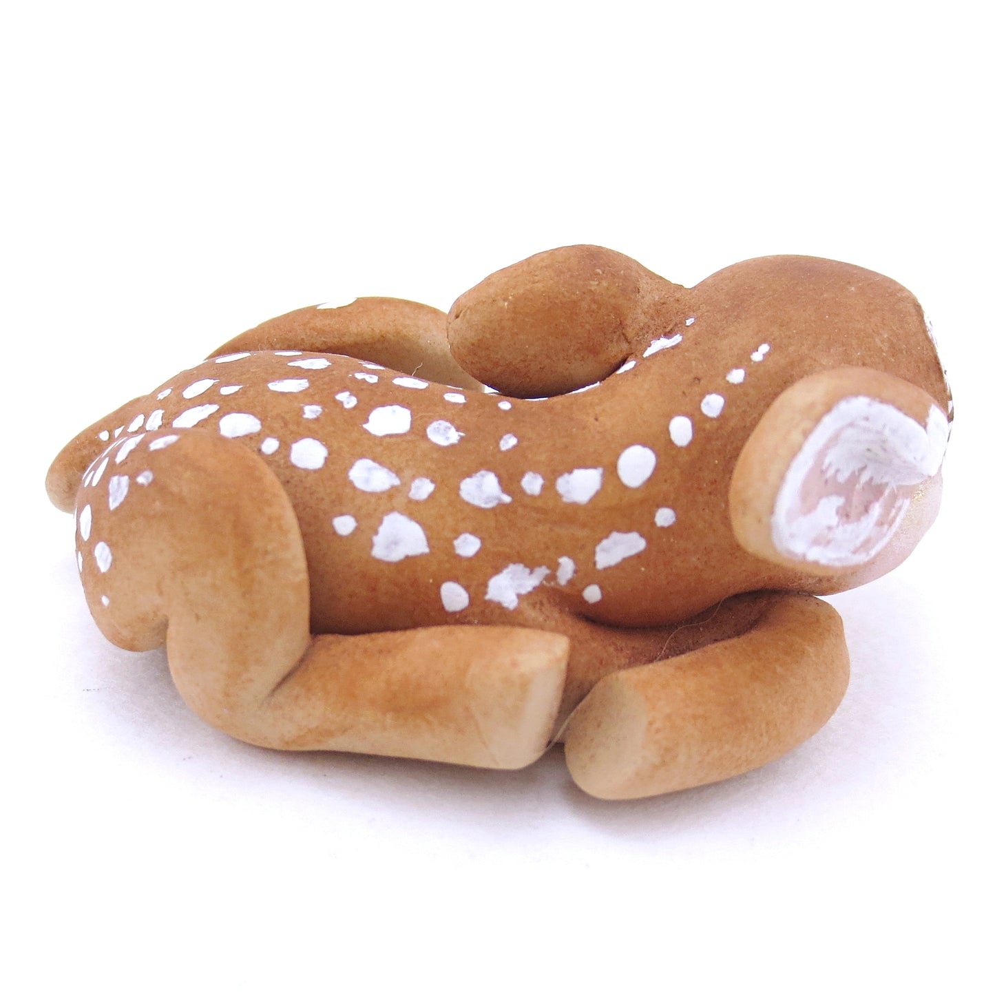 Baby Deer Curled Up Figurine - Polymer Clay Fall Animals