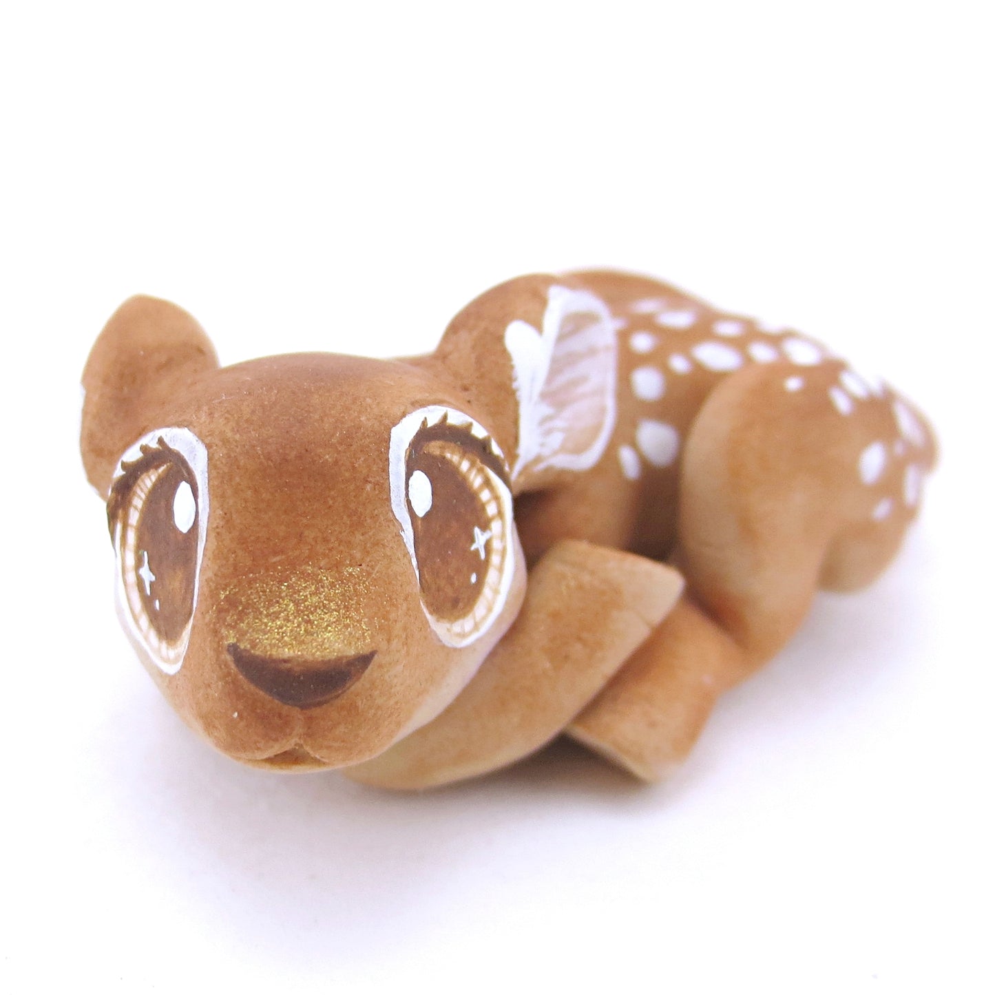 Baby Deer Curled Up Figurine - Polymer Clay Fall Animals