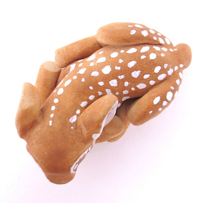 Baby Deer Curled Up Figurine - Polymer Clay Fall Animals