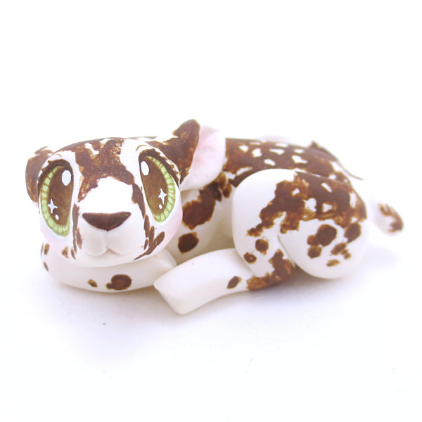 Piebald Baby Deer Fawn Curled Up Figurine - Polymer Clay Fall Animals