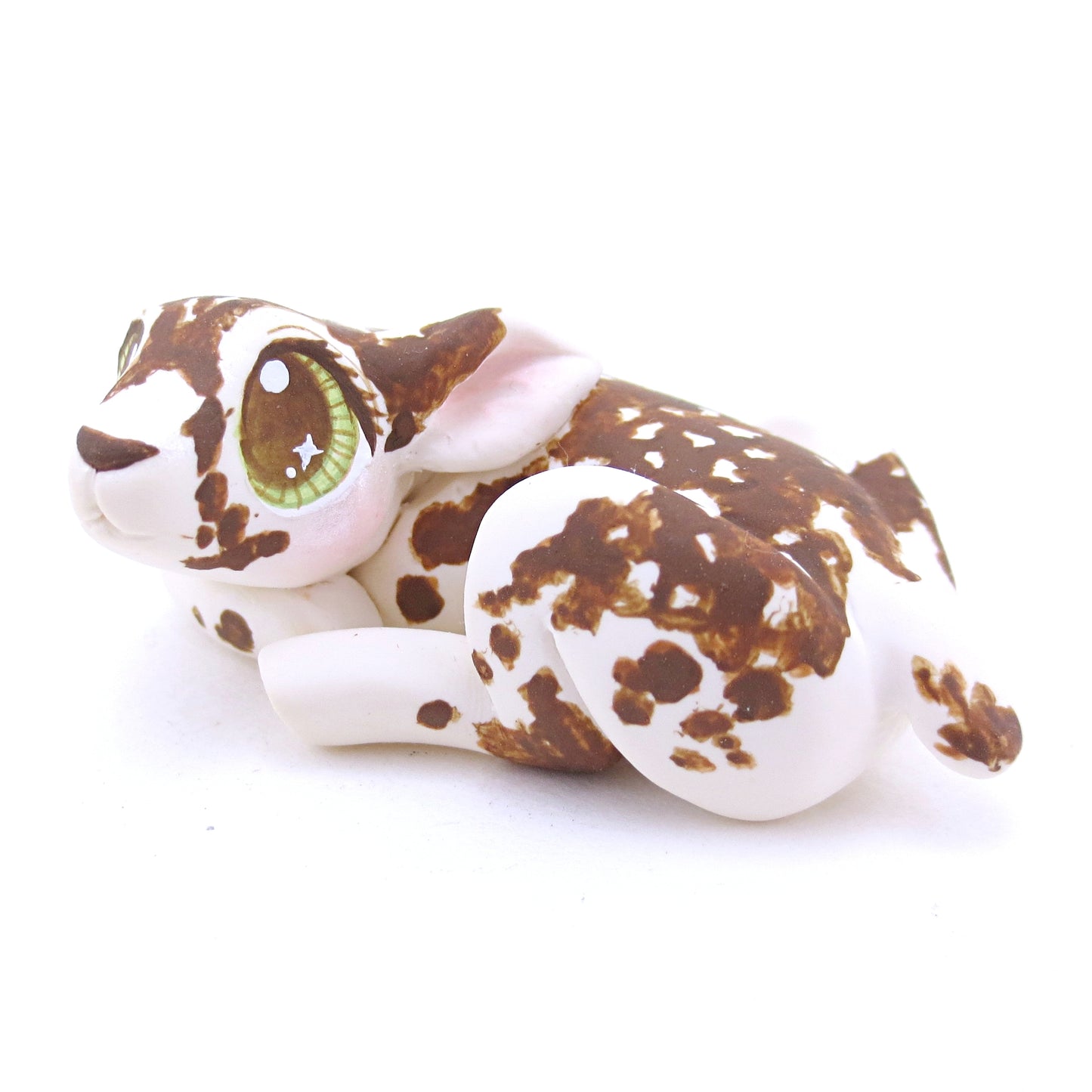 Piebald Baby Deer Fawn Curled Up Figurine - Polymer Clay Fall Animals