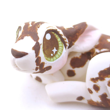 Piebald Baby Deer Fawn Curled Up Figurine - Polymer Clay Fall Animals