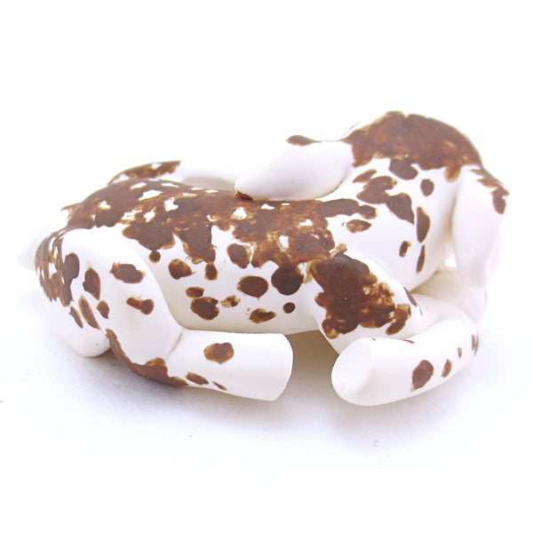Piebald Baby Deer Fawn Curled Up Figurine - Polymer Clay Fall Animals