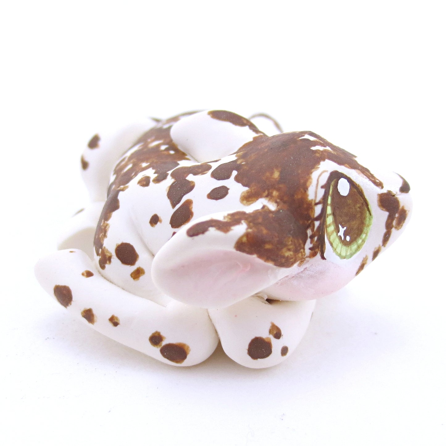 Piebald Baby Deer Fawn Curled Up Figurine - Polymer Clay Fall Animals