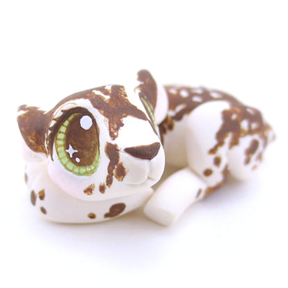 Piebald Baby Deer Fawn Curled Up Figurine - Polymer Clay Fall Animals