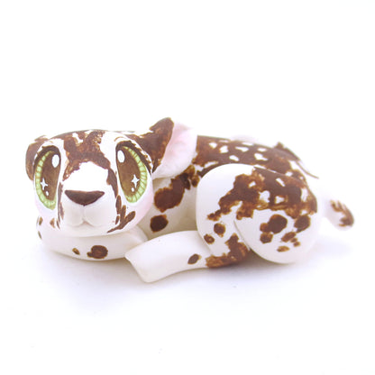 Piebald Baby Deer Fawn Curled Up Figurine - Polymer Clay Fall Animals