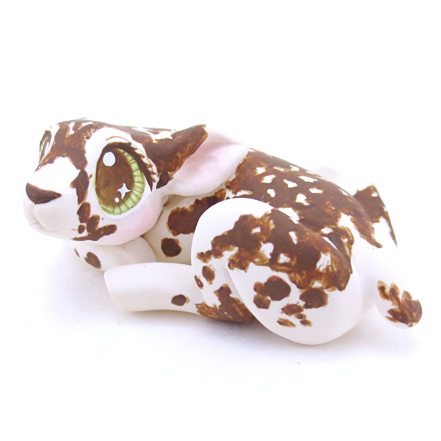 Piebald Baby Deer Fawn Curled Up Figurine - Polymer Clay Fall Animals