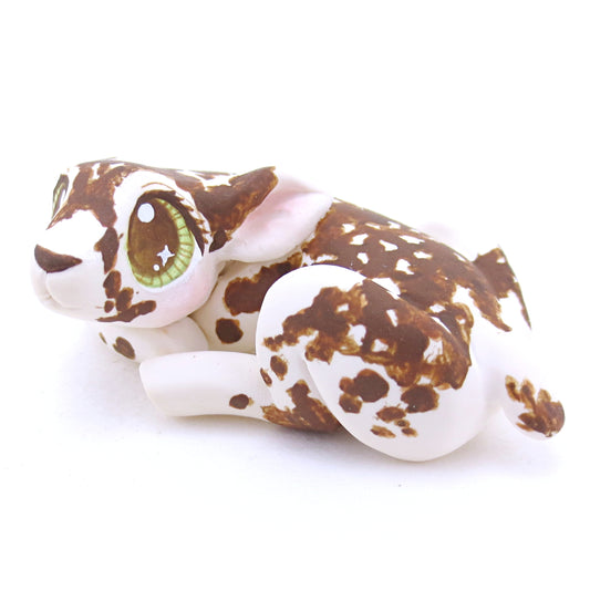 Piebald Baby Deer Fawn Curled Up Figurine - Polymer Clay Fall Animals