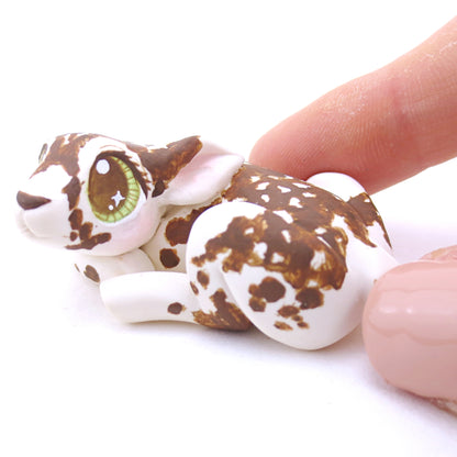 Piebald Baby Deer Fawn Curled Up Figurine - Polymer Clay Fall Animals