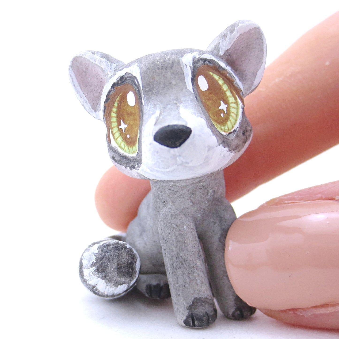 Raccoon with Hazel Eyes Figurine - Polymer Clay Fall Animals