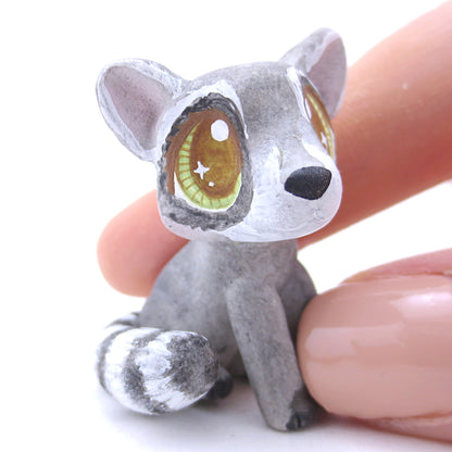 Raccoon with Hazel Eyes Figurine - Polymer Clay Fall Animals