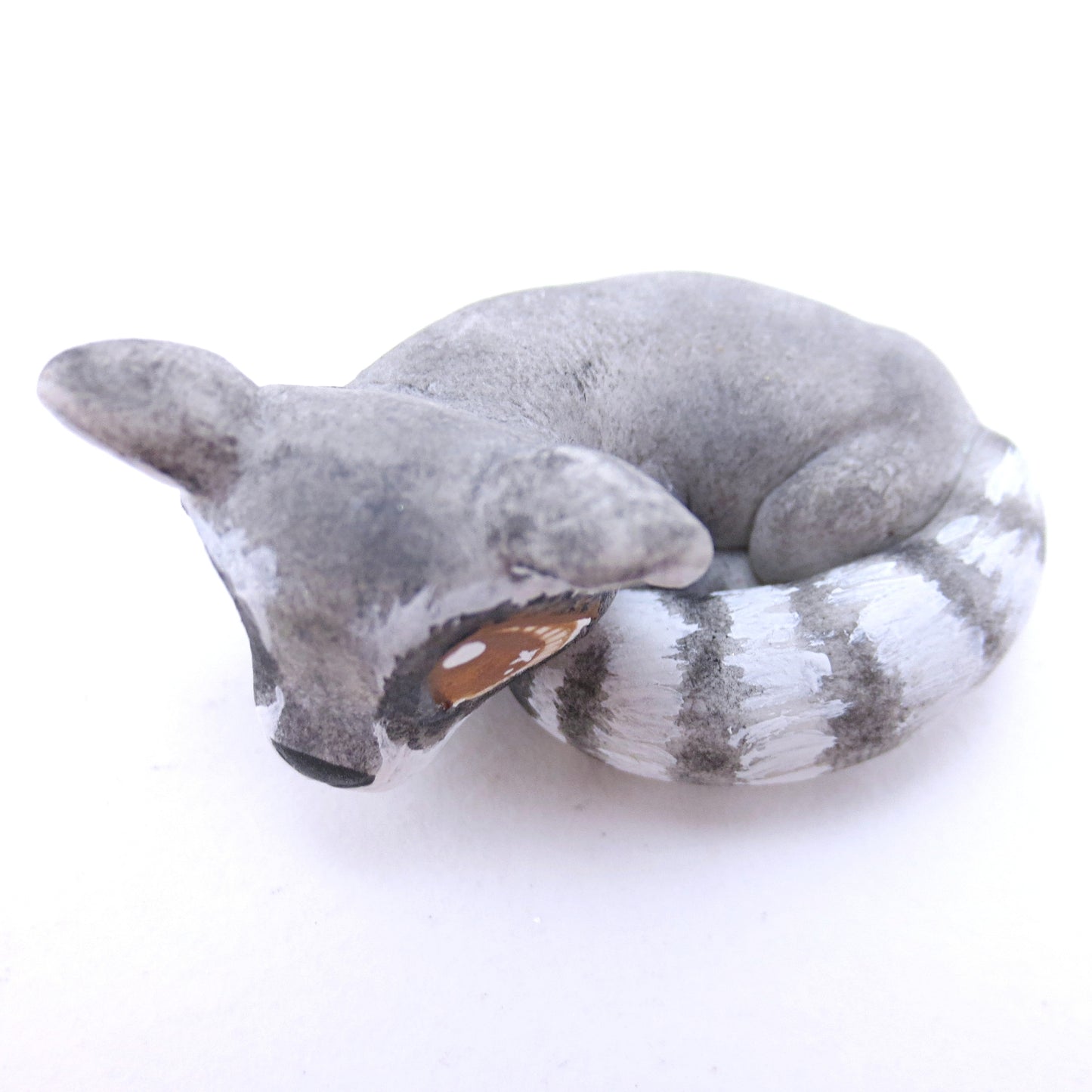 Raccoon Curled Up Figurine - Polymer Clay Fall Animals