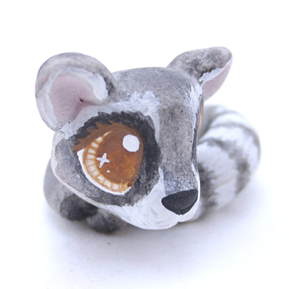 Raccoon Curled Up Figurine - Polymer Clay Fall Animals