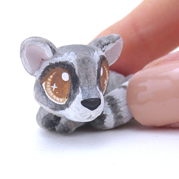 Raccoon Curled Up Figurine - Polymer Clay Fall Animals