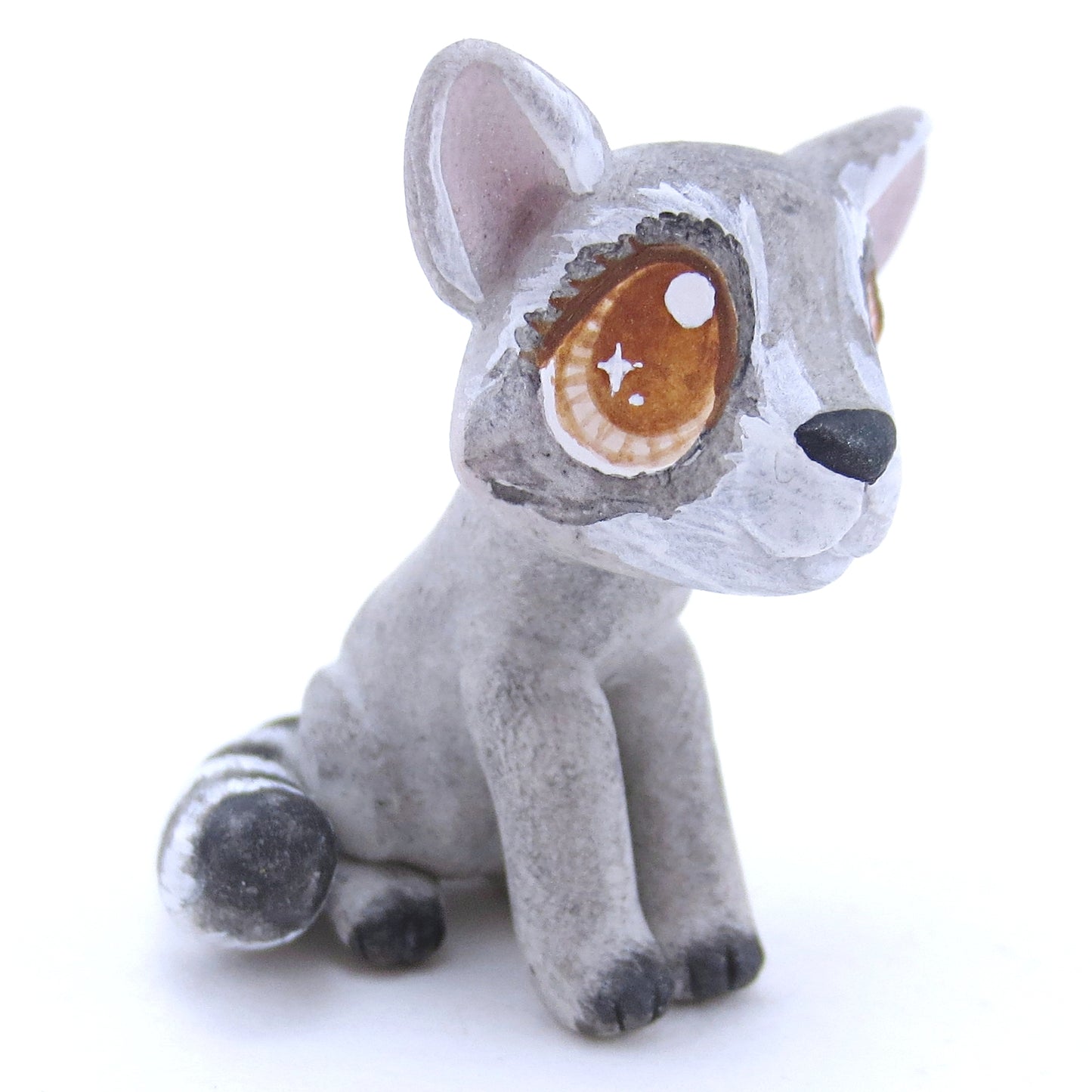 Raccoon with Brown Eyes Figurine - Polymer Clay Fall Animals