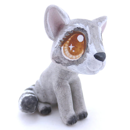 Raccoon with Brown Eyes Figurine - Polymer Clay Fall Animals