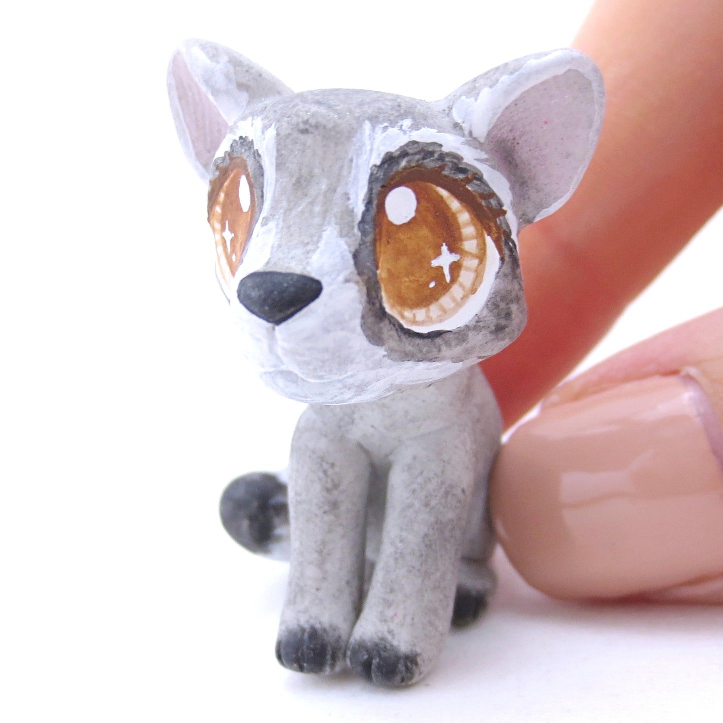 Raccoon with Brown Eyes Figurine - Polymer Clay Fall Animals