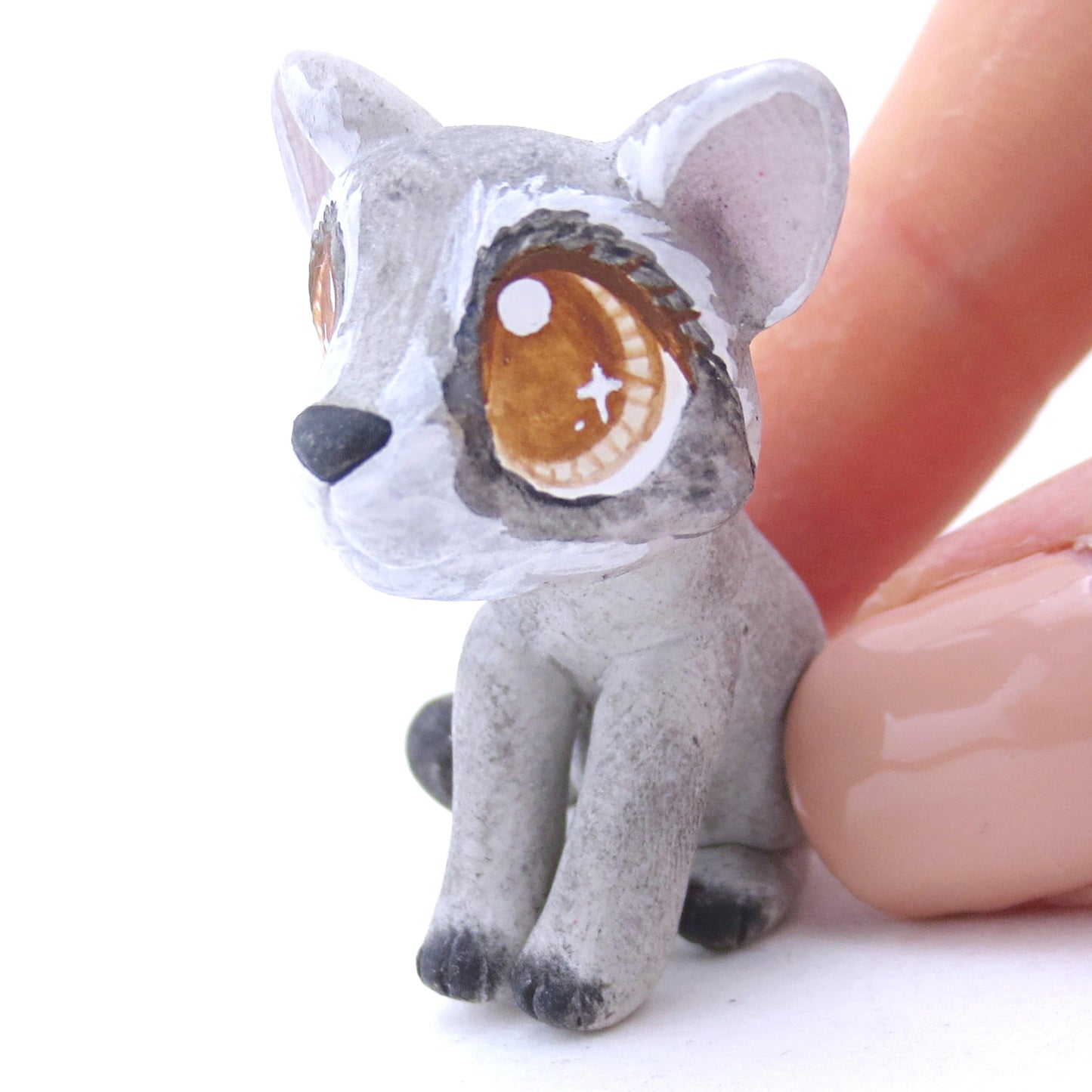 Raccoon with Brown Eyes Figurine - Polymer Clay Fall Animals