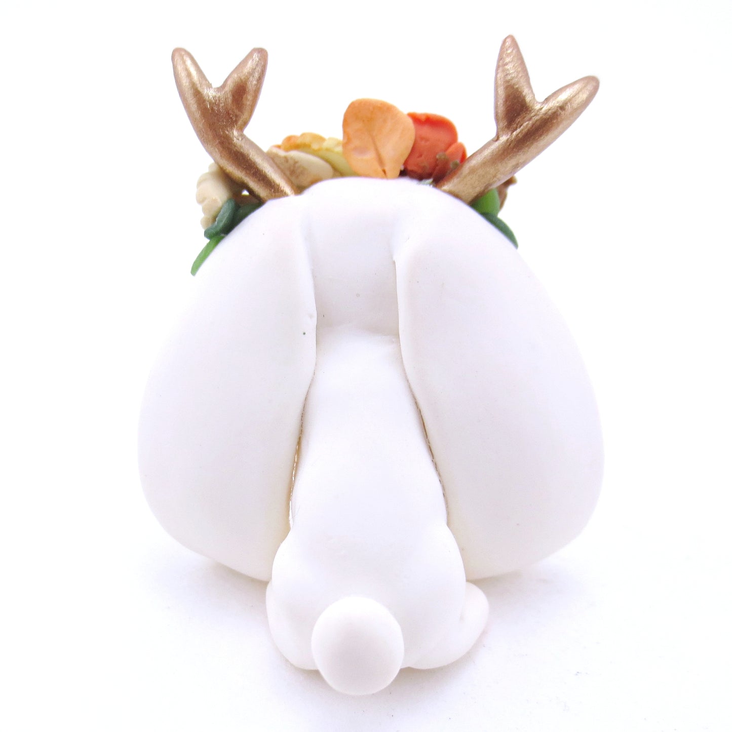 Jackalope with Hazel Eyes and Fall Flower Crown Figurine - Polymer Clay Fall Animals