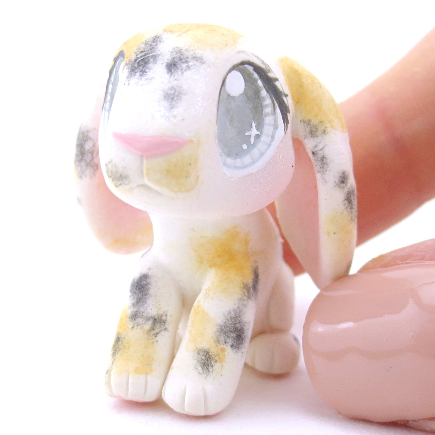 Tricolor Holland Lop Figurine - Polymer Clay Fall Animals