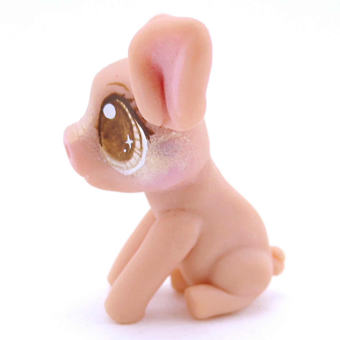 Pink Piglet with Brown Eyes Figurine - Polymer Clay Fall Animals