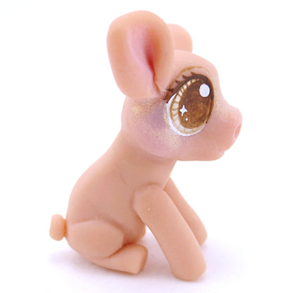 Pink Piglet with Brown Eyes Figurine - Polymer Clay Fall Animals