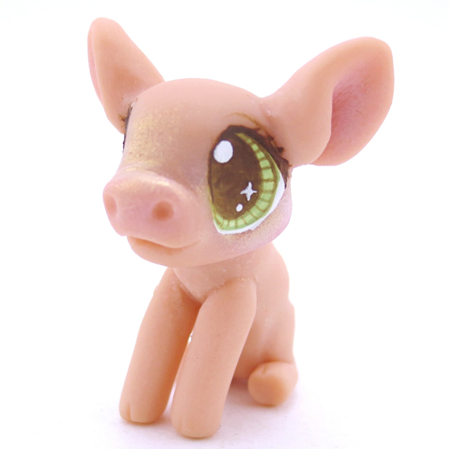 Pink Piglet with Hazel Eyes Figurine - Polymer Clay Fall Animals