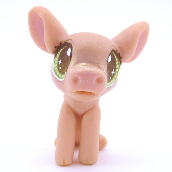 Pink Piglet with Hazel Eyes Figurine - Polymer Clay Fall Animals