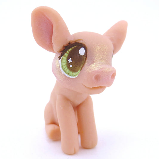 Pink Piglet with Hazel Eyes Figurine - Polymer Clay Fall Animals