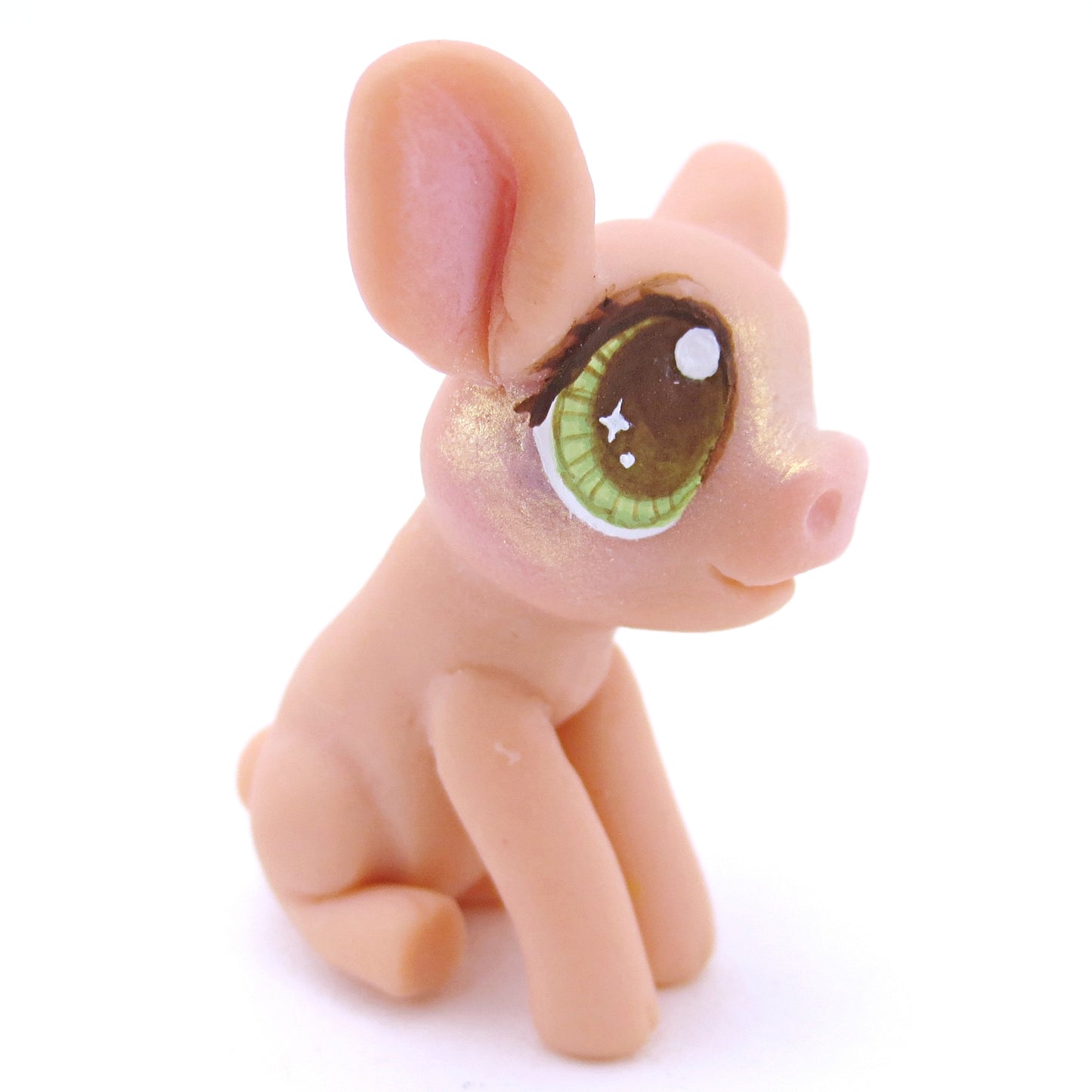 Pink Piglet with Hazel Eyes Figurine - Polymer Clay Fall Animals