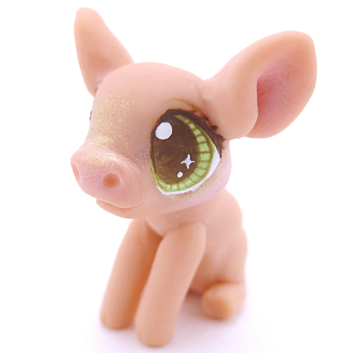 Pink Piglet with Hazel Eyes Figurine - Polymer Clay Fall Animals