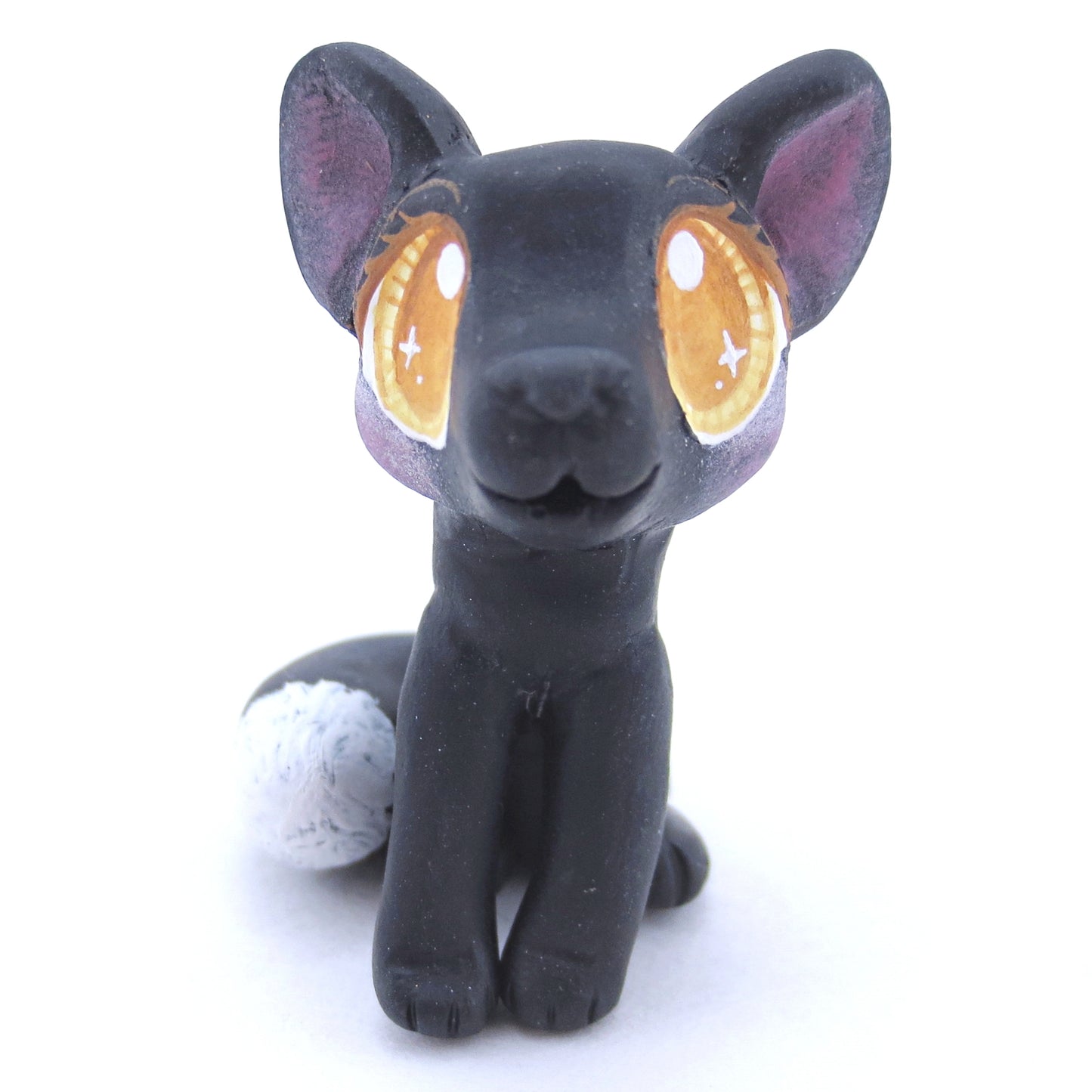 Black Fox Figurine - Polymer Clay Fall Animals