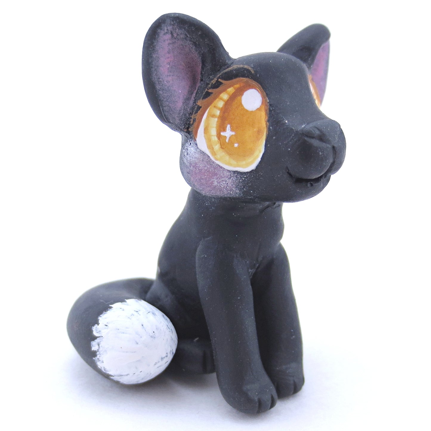 Black Fox Figurine - Polymer Clay Fall Animals