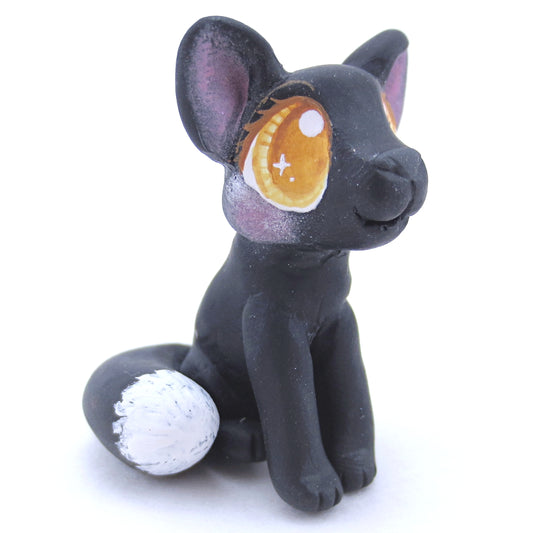 Black Fox Figurine - Polymer Clay Fall Animals