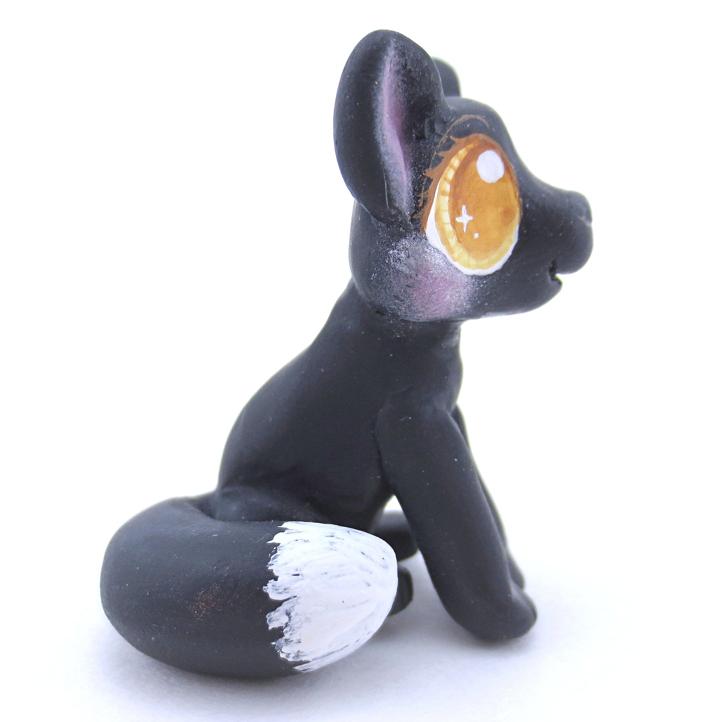 Black Fox Figurine - Polymer Clay Fall Animals