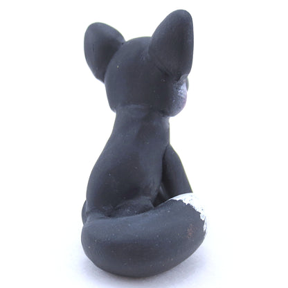 Black Fox Figurine - Polymer Clay Fall Animals