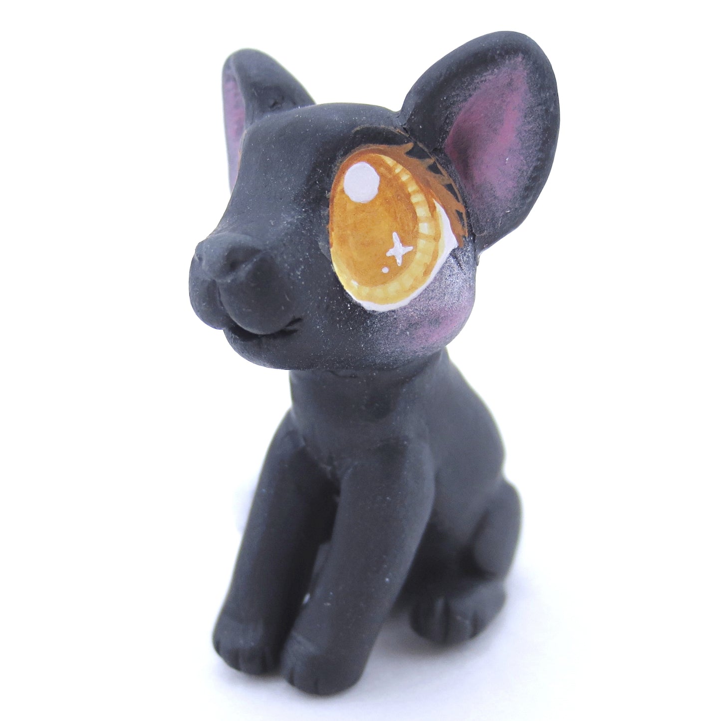 Black Fox Figurine - Polymer Clay Fall Animals