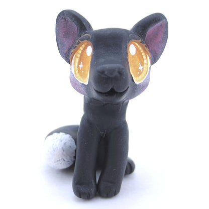 Black Fox Figurine - Polymer Clay Fall Animals