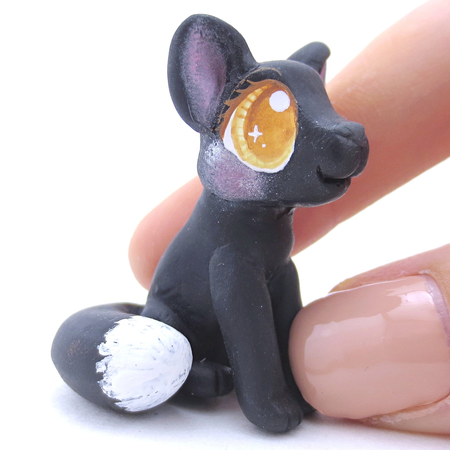 Black Fox Figurine - Polymer Clay Fall Animals