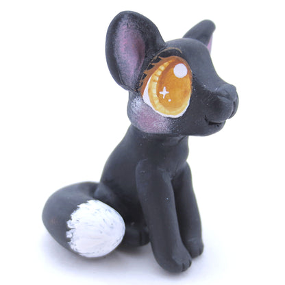 Black Fox Figurine - Polymer Clay Fall Animals